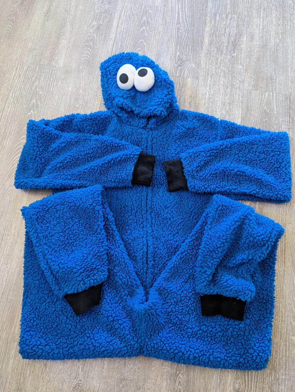 Sesame Street Onsie Cookie Monster Pajamas Adult Cosplay Blue Halloween Costume